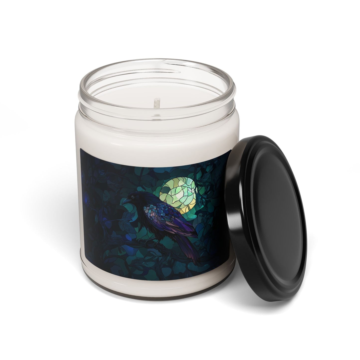 Stained Glass Raven Art Candle