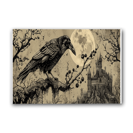 Moonbound Raven Premium Stretched Canvas