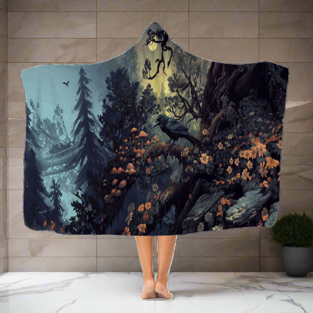 Raven in the Witchwood Raven in the Witchwood Hooded Blanket