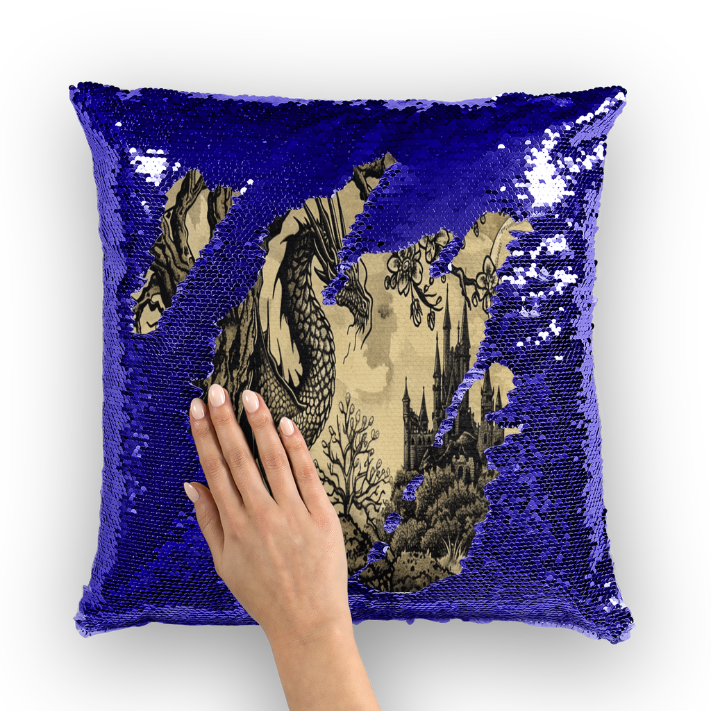 Moonbound Dragon Sequin Cushion Cover