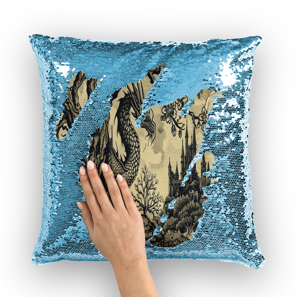 Moonbound Dragon Sequin Cushion Cover