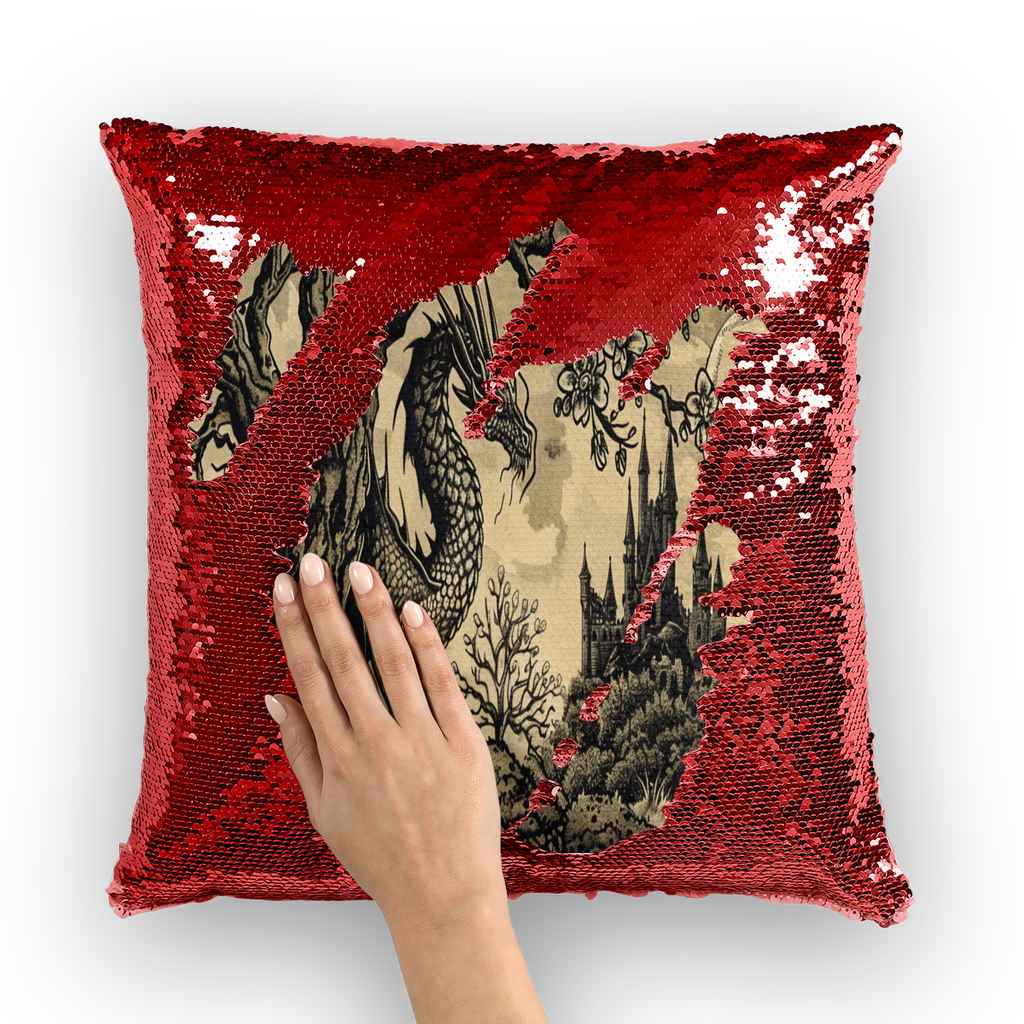Moonbound Dragon Sequin Cushion Cover