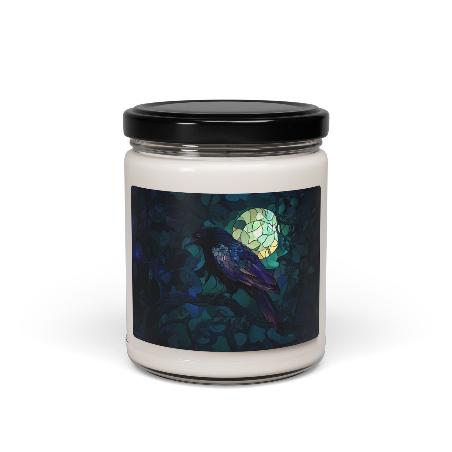 Stained Glass Raven Art Candle
