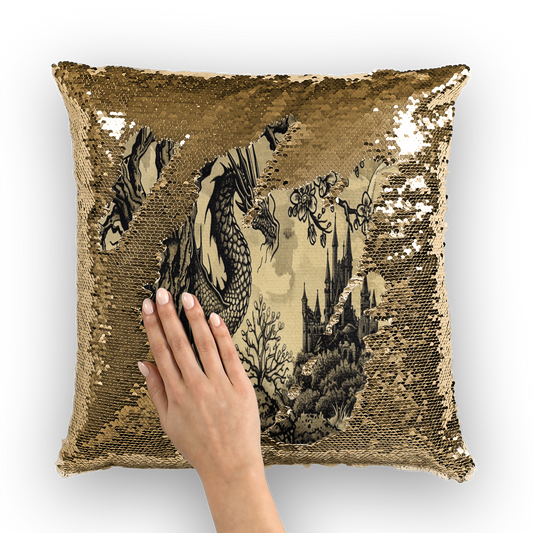 Moonbound Dragon Sequin Cushion Cover